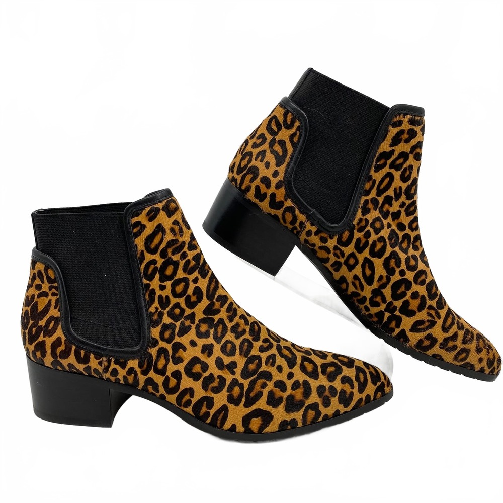 Donald J. Pliner Brown Black Leopard Print Ankle Boots | Womens 7